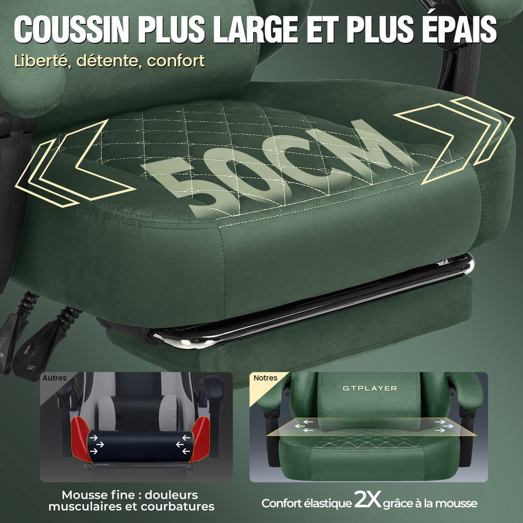 GTPLAYER GT830 Fabric Ergonomic Gaming Chair with Adjustable Lumbar Support