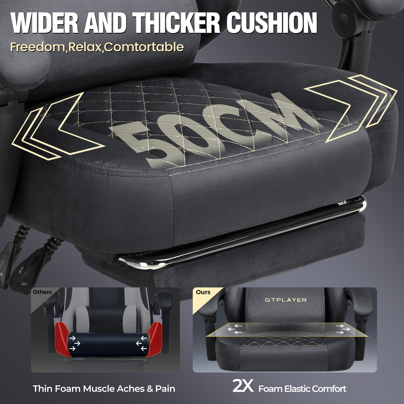 GTPLAYER GT830 Fabric Ergonomic Gaming Chair with Adjustable Lumbar Support