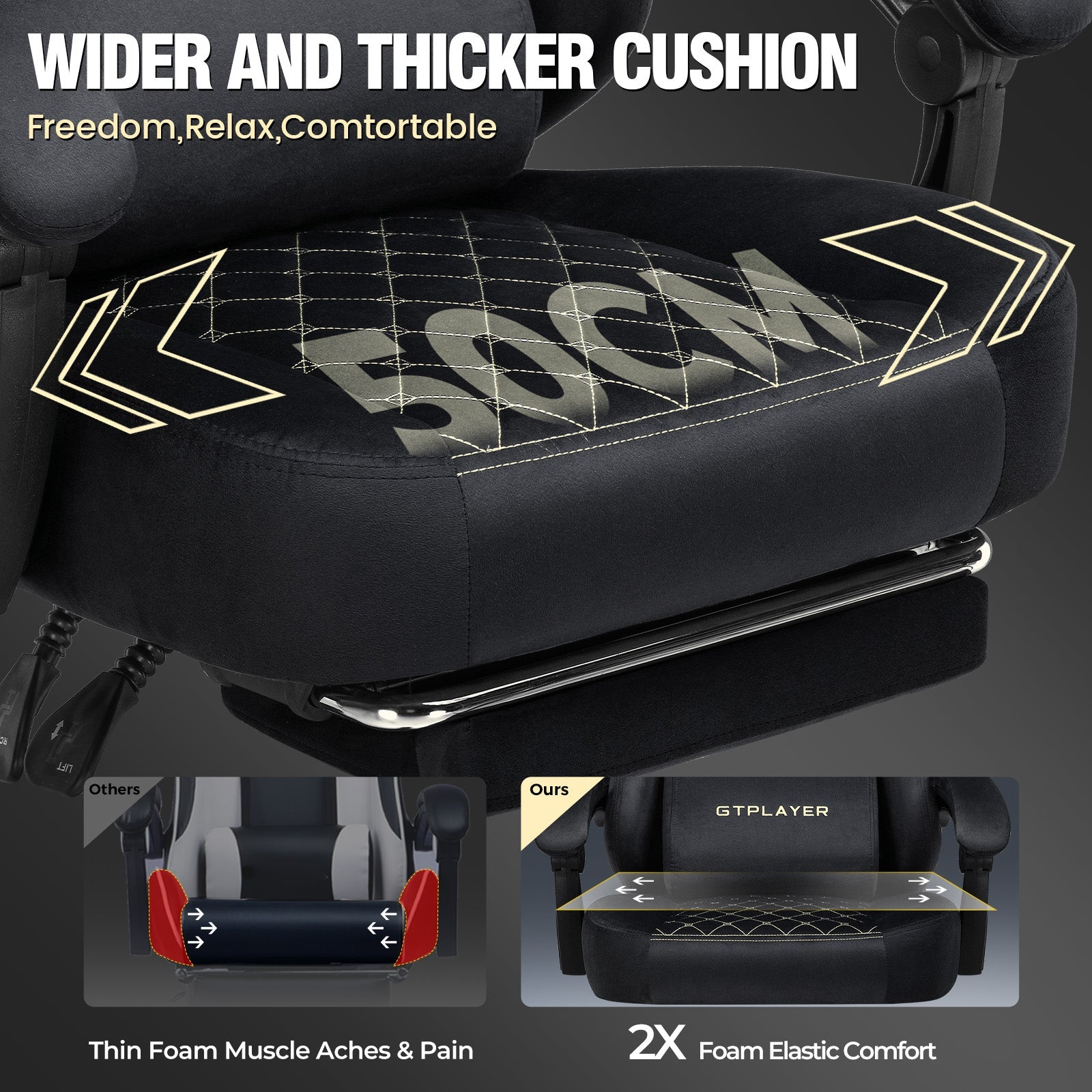 GTPLAYER GT830 Fabric Ergonomic Gaming Chair with Adjustable Lumbar Support