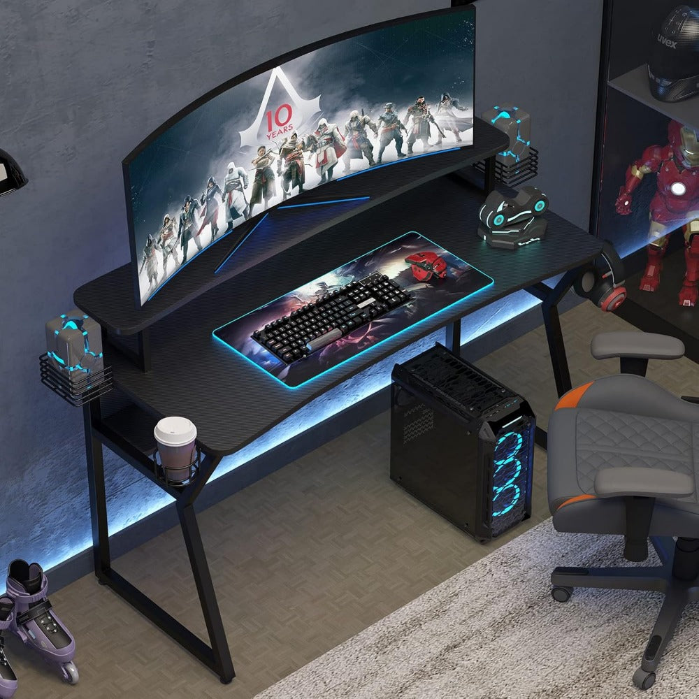 TREETALK Gaming Desk with Monitor Stand Riser