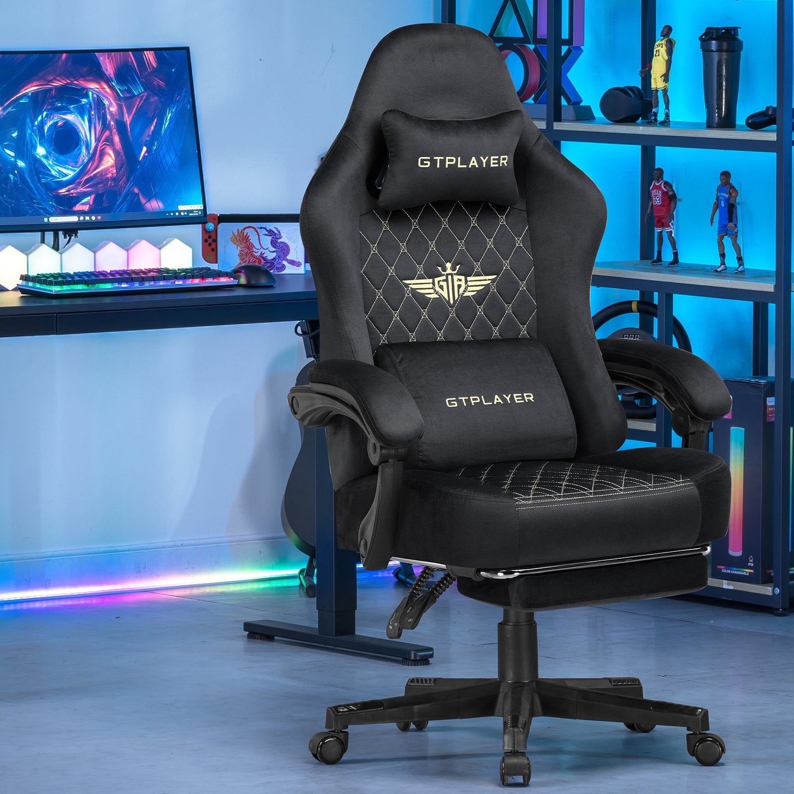 GTPLAYER GT830 Fabric Ergonomic Gaming Chair with Adjustable Lumbar Support