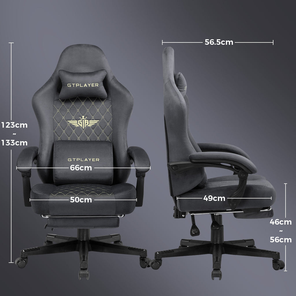 GTPLAYER GT830 Fabric Ergonomic Gaming Chair with Adjustable Lumbar Support