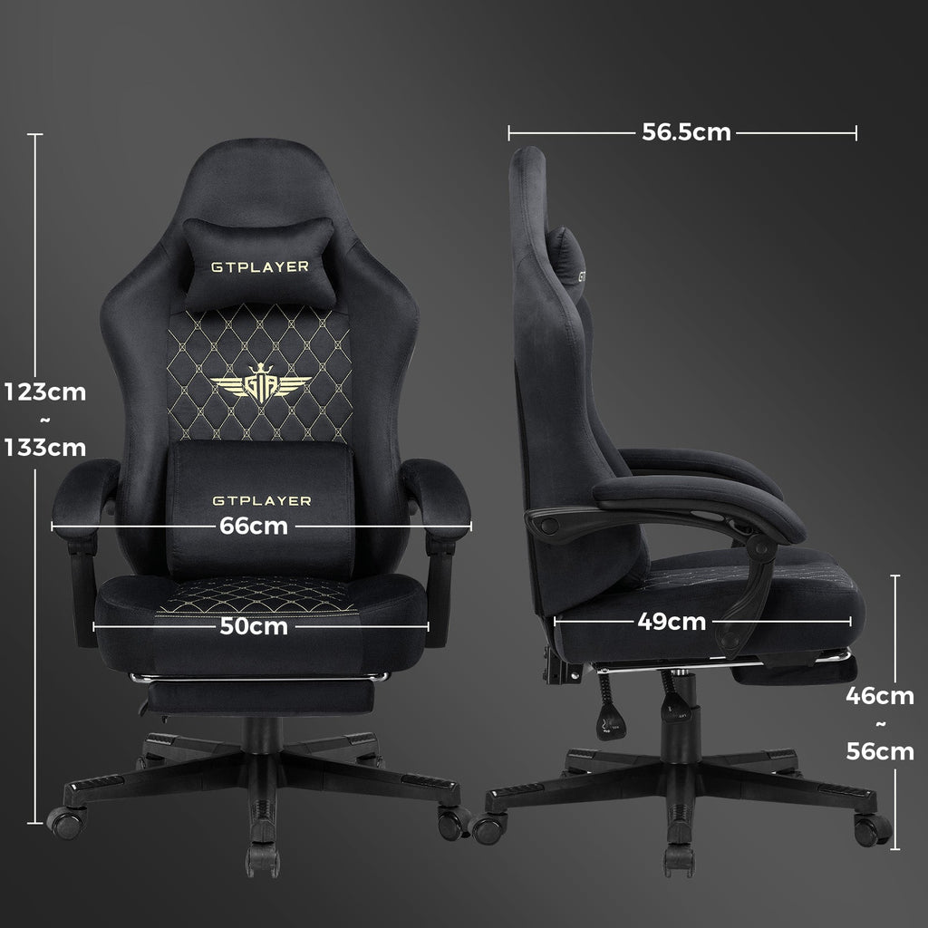 GTPLAYER GT830 Fabric Ergonomic Gaming Chair with Adjustable Lumbar Support