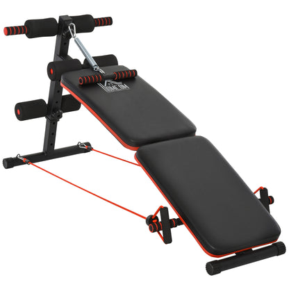 CoreFit Sit Up Bench With Adjustable Thigh Support Foldable Black