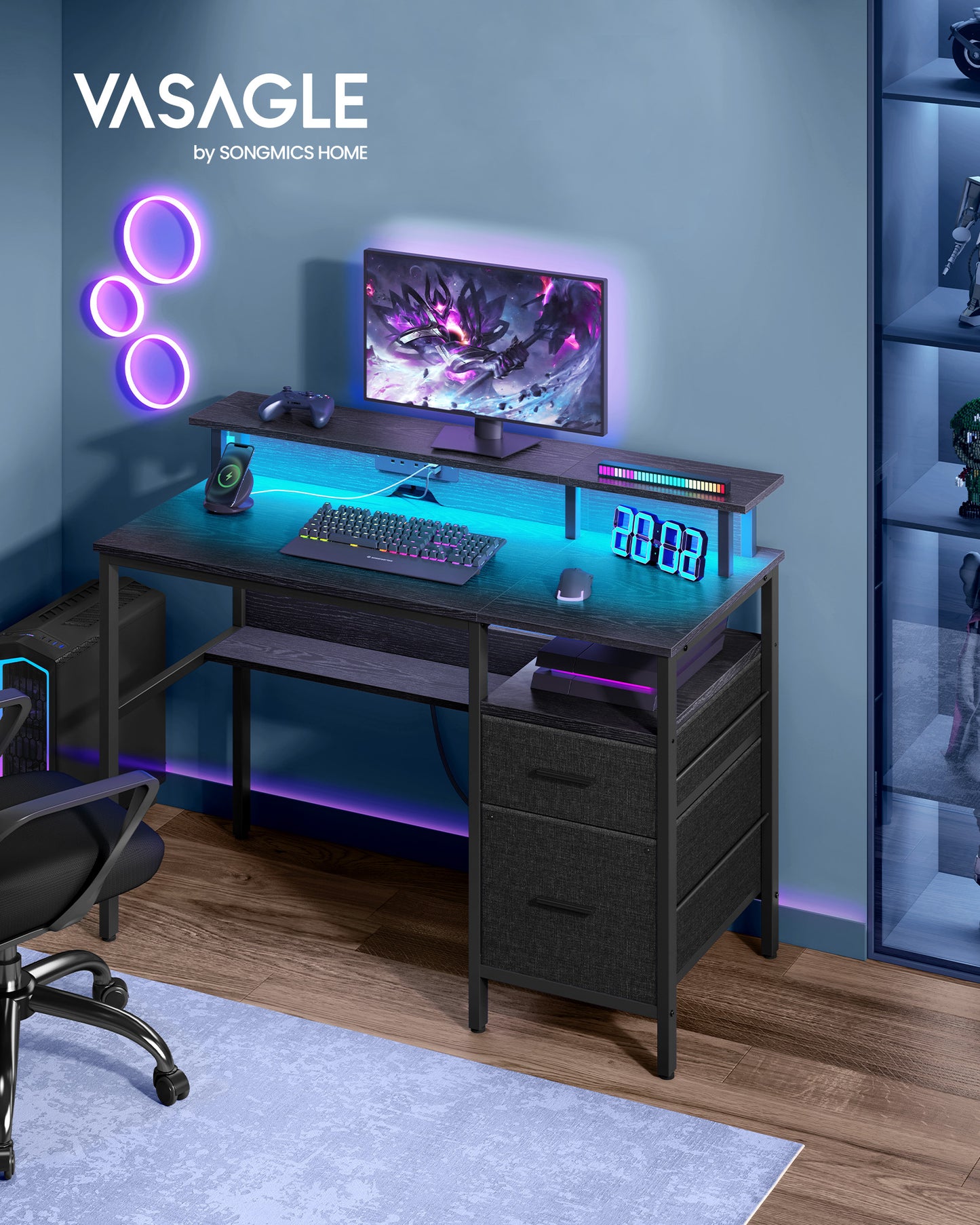 VASAGLE LED Gaming Desk
