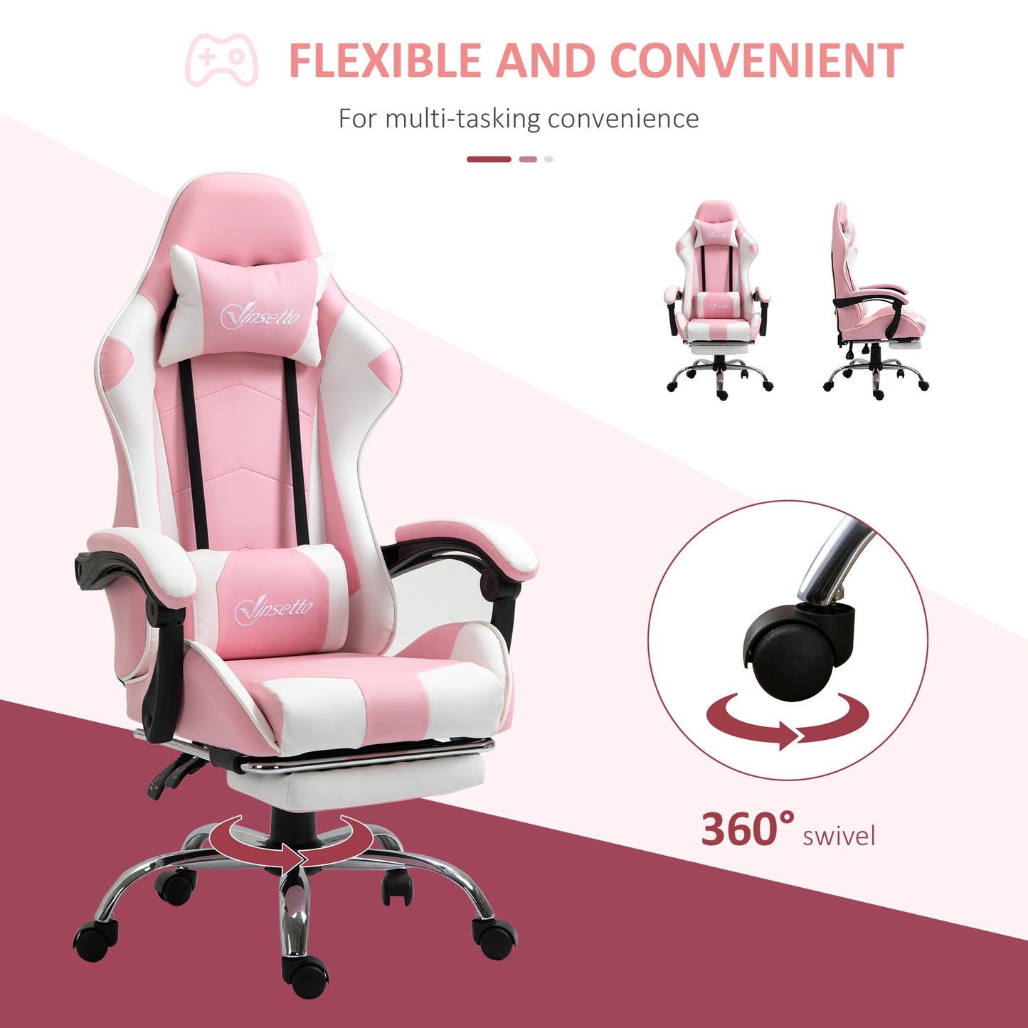 VINSETTO Pink Computer Gaming Chair