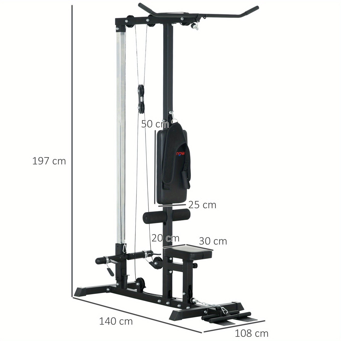 SPORTNOW Pull Up Station With Adjustable Seat And Footplate Black