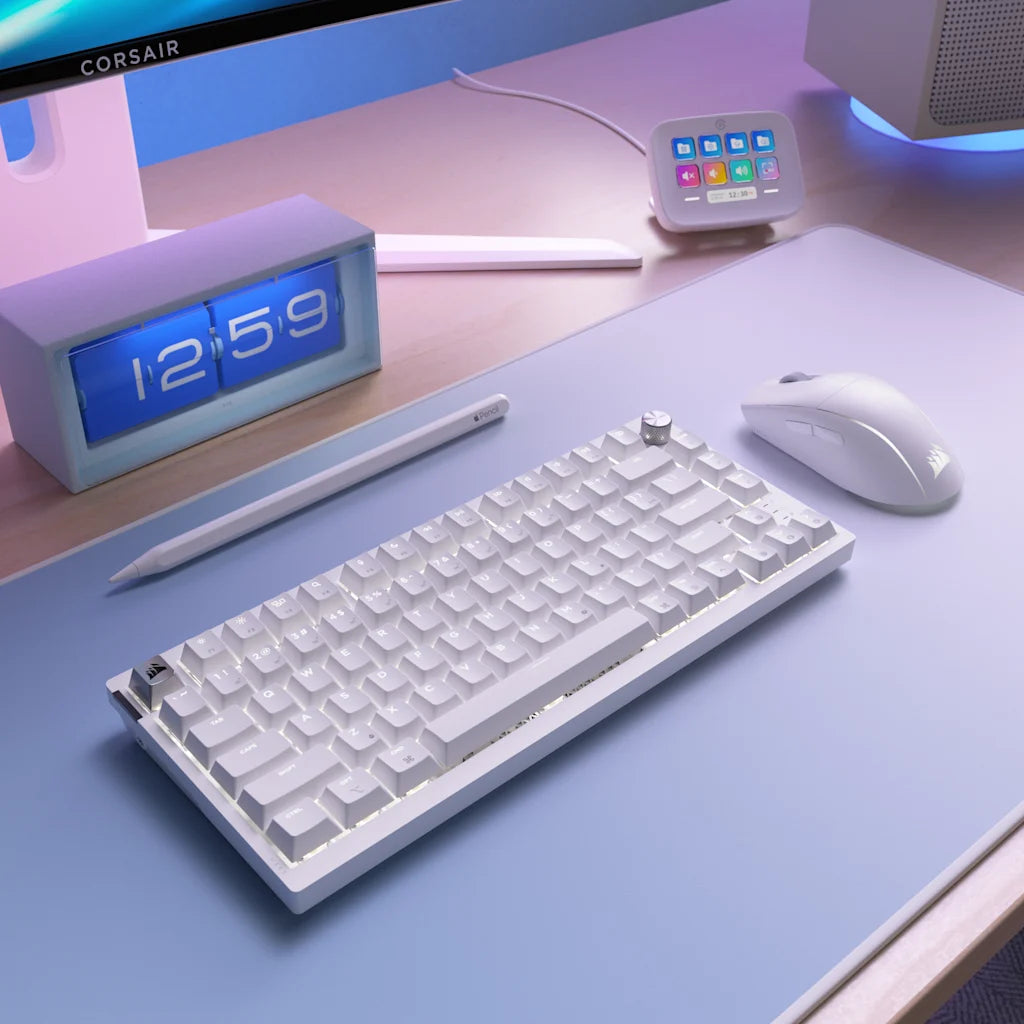 Corsair K65 Plus 75% RGB Wireless Mechanical Gaming Keyboard, Frost White UK