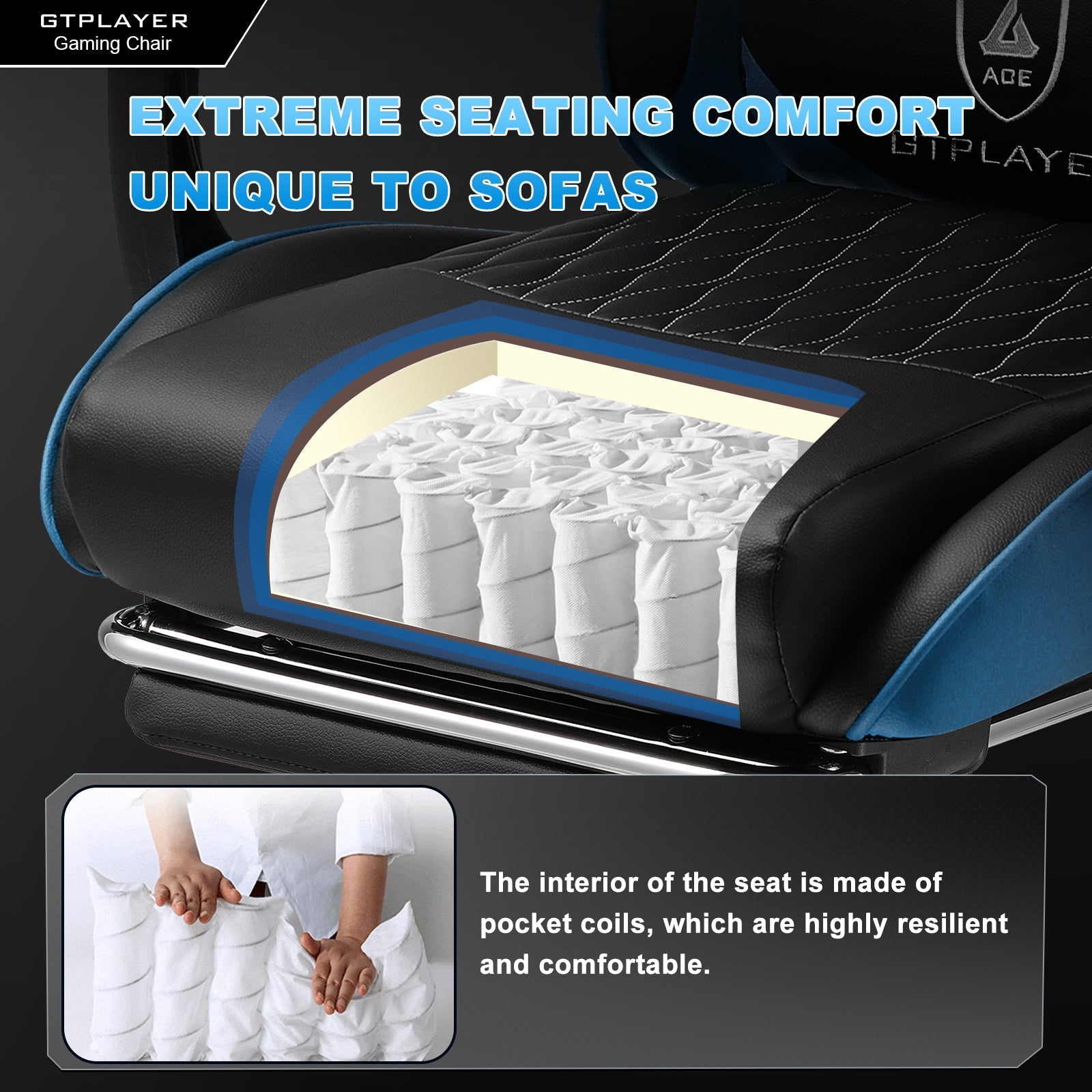 GTPLAYER GTP900 Ergonomic Adjustable Footrest for Gaming & Office Comfort Support