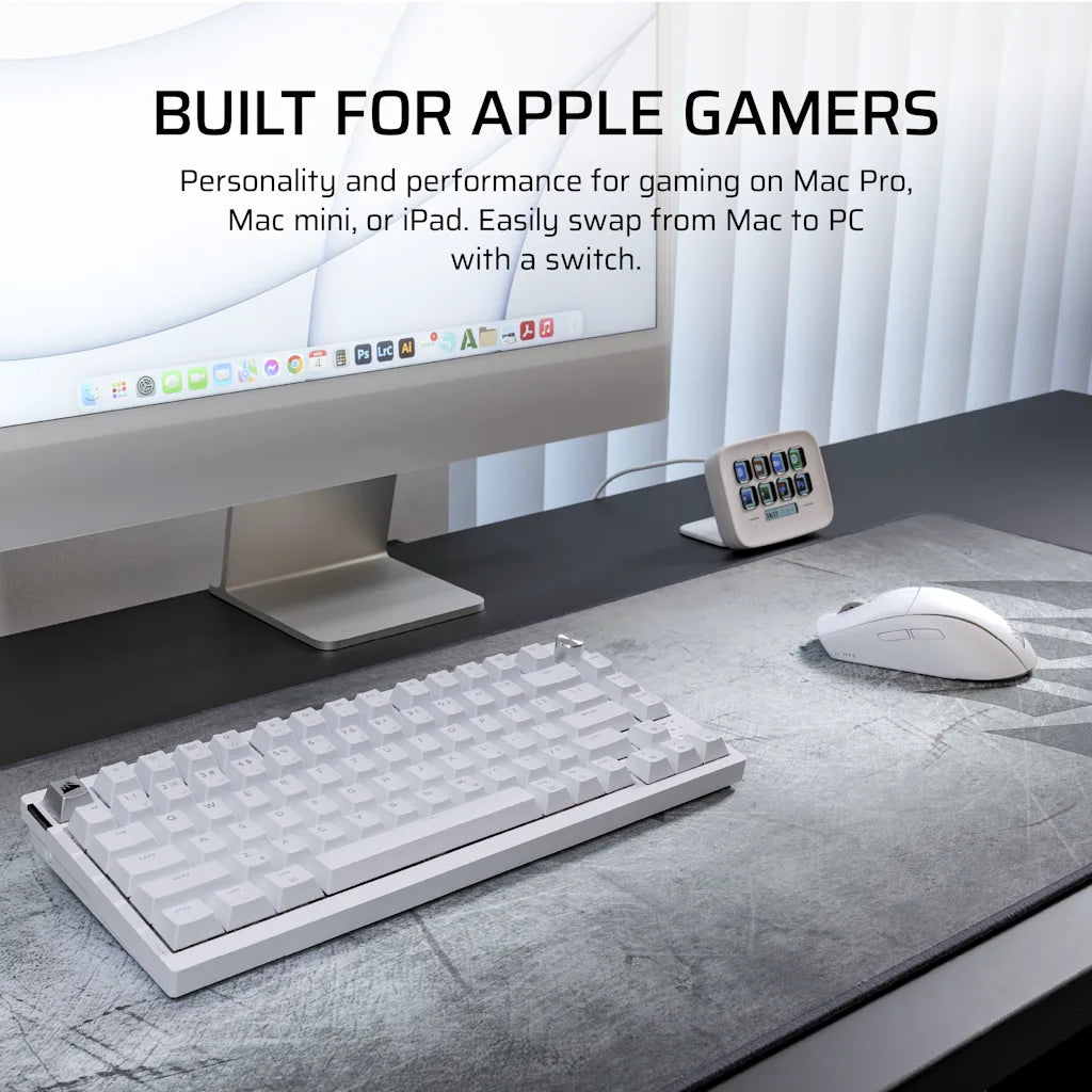 Corsair K65 Plus 75% RGB Wireless Mechanical Gaming Keyboard, Frost White UK