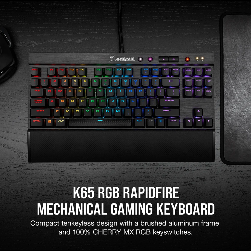 Corsair K65 RGB RAPIDFIRE Compact Mechanical Gaming Keyboard - CHERRY MX Speed, UK Layout