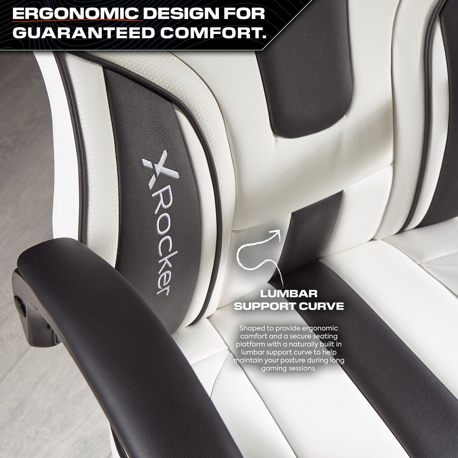 Maverick Ergonomic PC Gaming Office Chair with Adjustable Faux Leather, White/Black