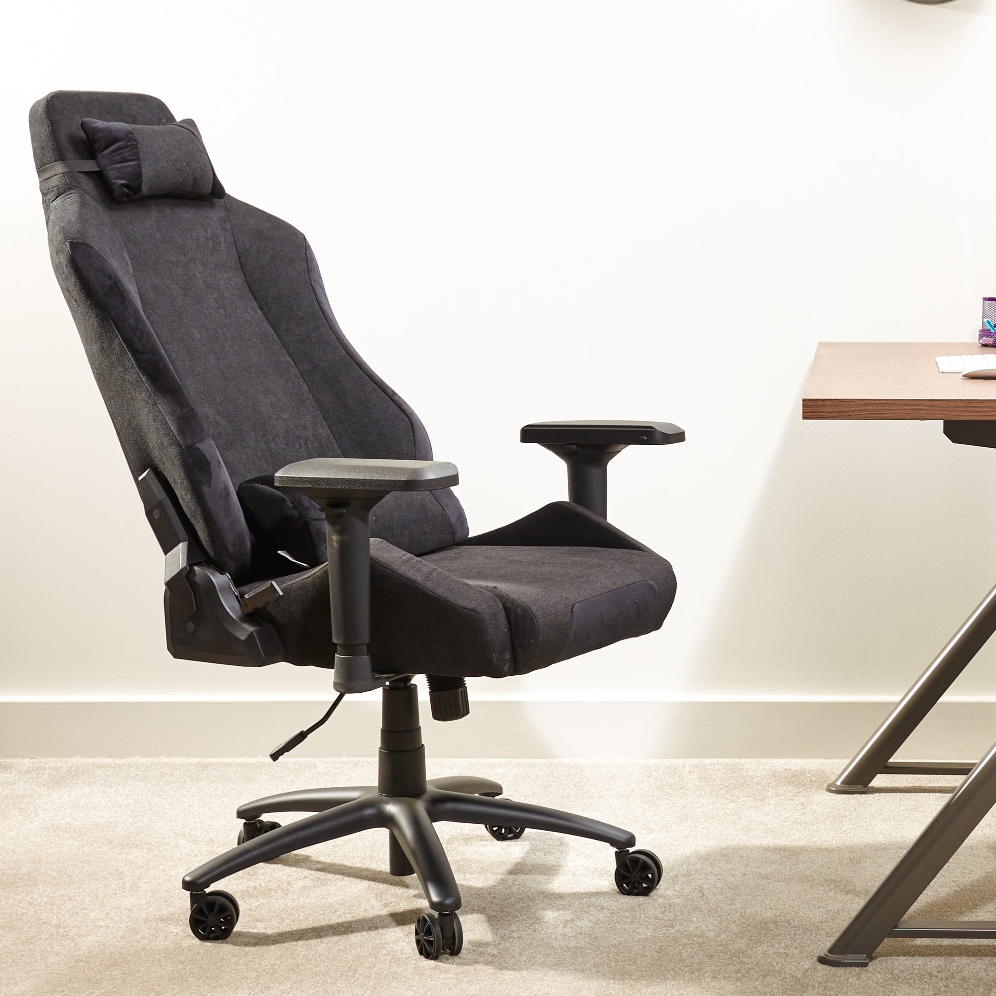 Messina Ergonomic Fabric Gaming Office Chair: Adjustable Comfort, Lumbar Support, Black