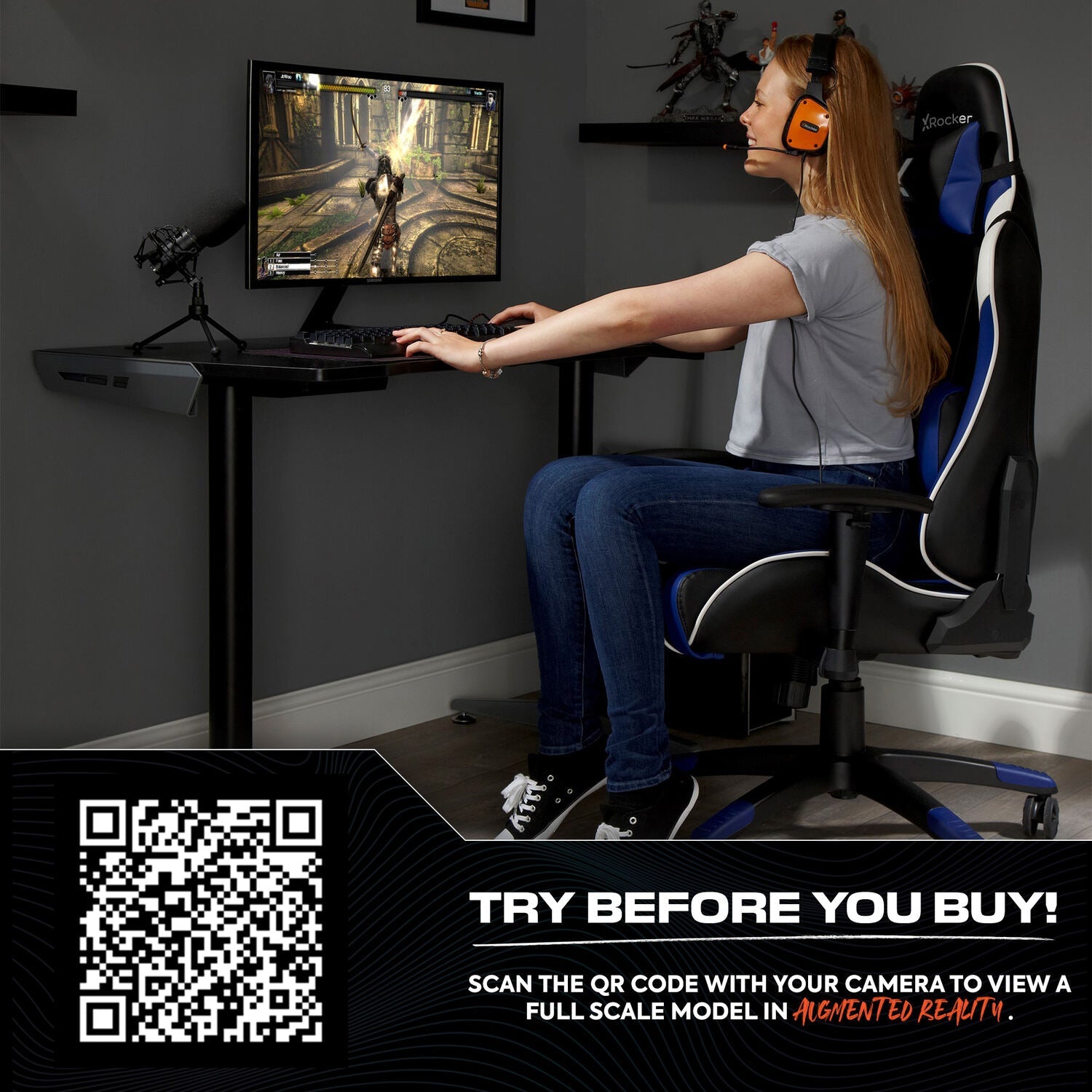 X Rocker Agility eSport Ergonomic Gaming Chair - 3D Armrests, Reclining, Lumbar Support