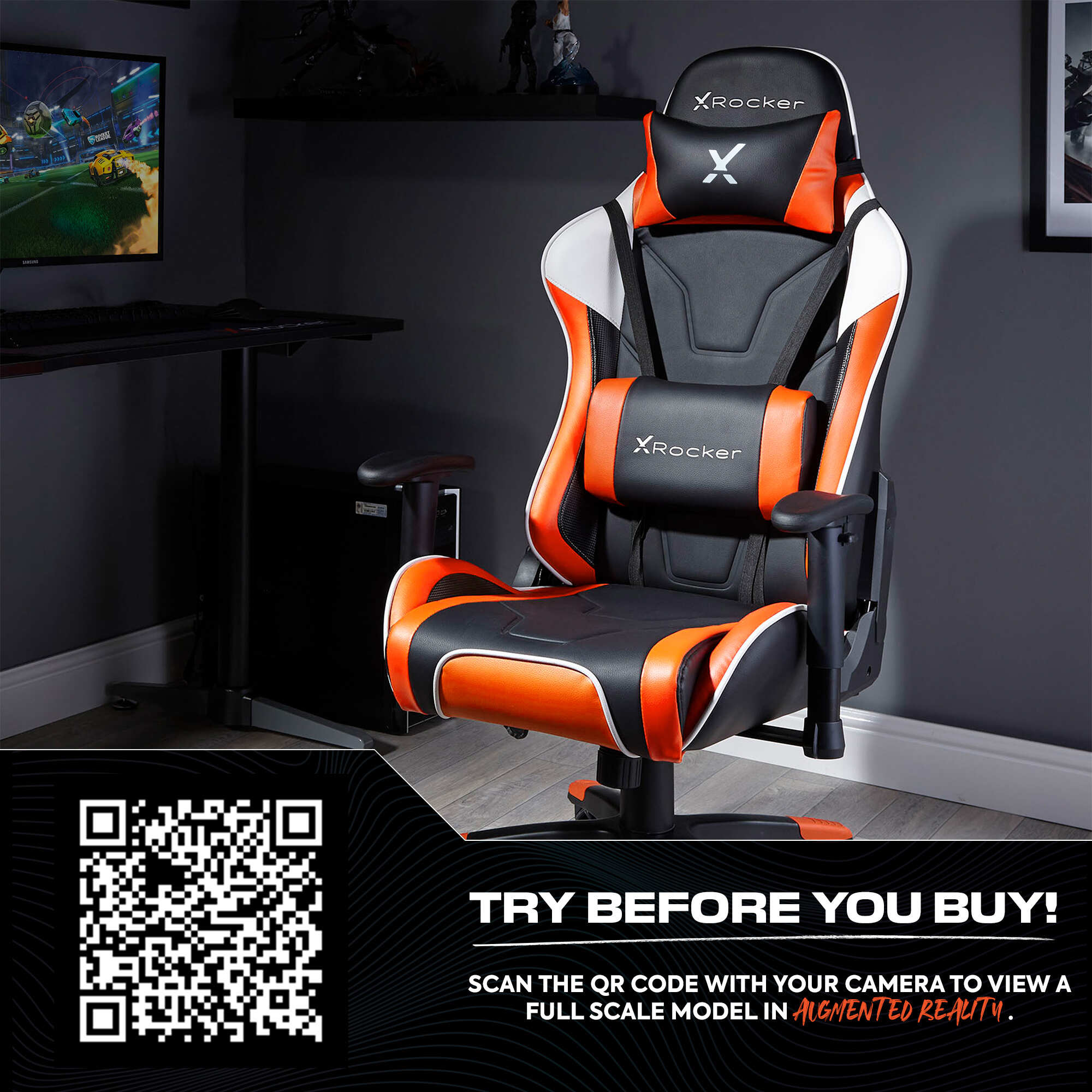 X Rocker Agility eSport Ergonomic Gaming Chair: 3D Armrests, Recliner, Lumbar Support