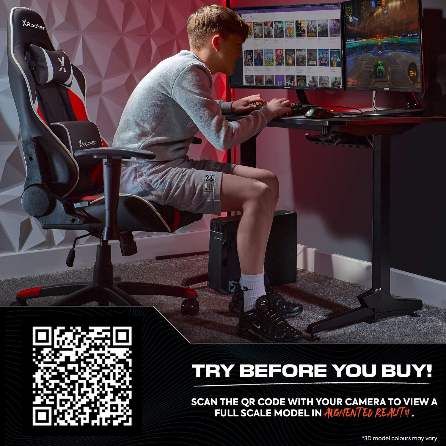 X Rocker Agility Compact Ergonomic Junior Gaming Chair with 3D Armrests