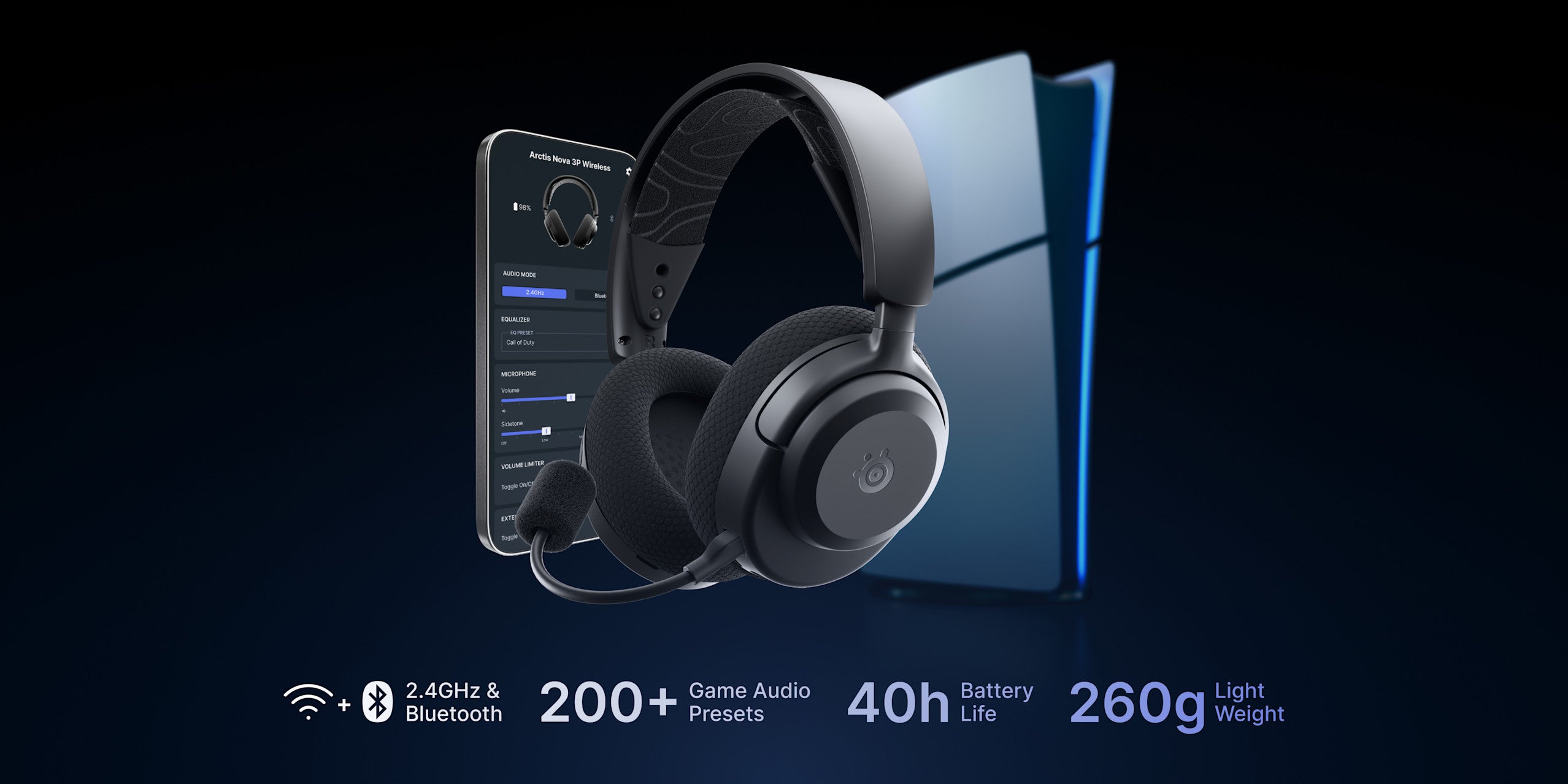 SteelSeries Arctis Nova 3P Wireless Gaming Headset for PlayStation - Black