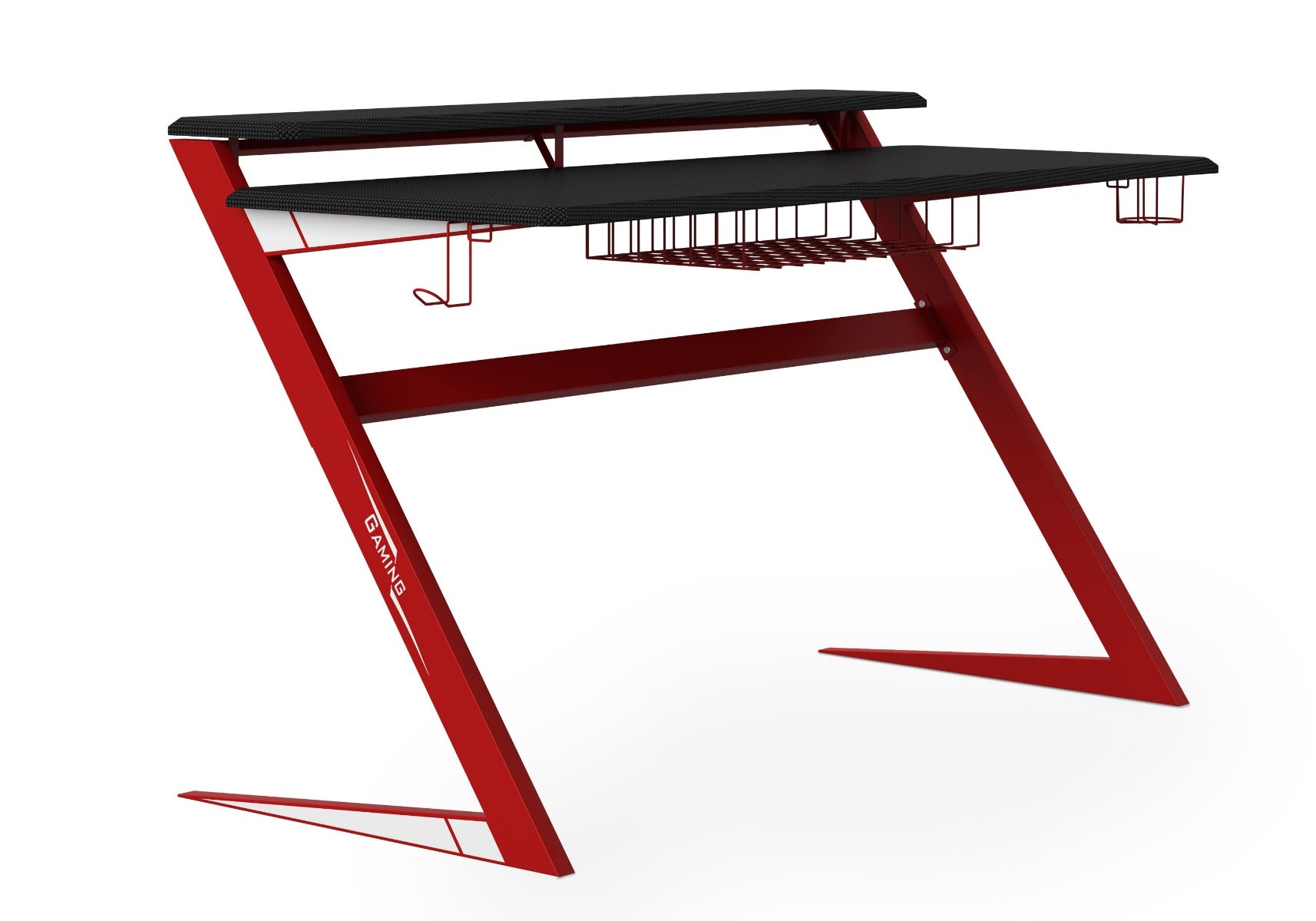 Alphason Aries Gaming Desk: Sleek Carbon Fibre Effect, Sturdy Steel Frame, Spacious Desktop