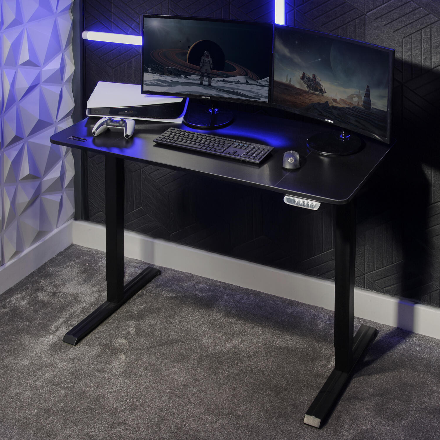Ascend 120cm Electric Height Adjustable Gaming Desk - Black Ergonomic Sit-Stand