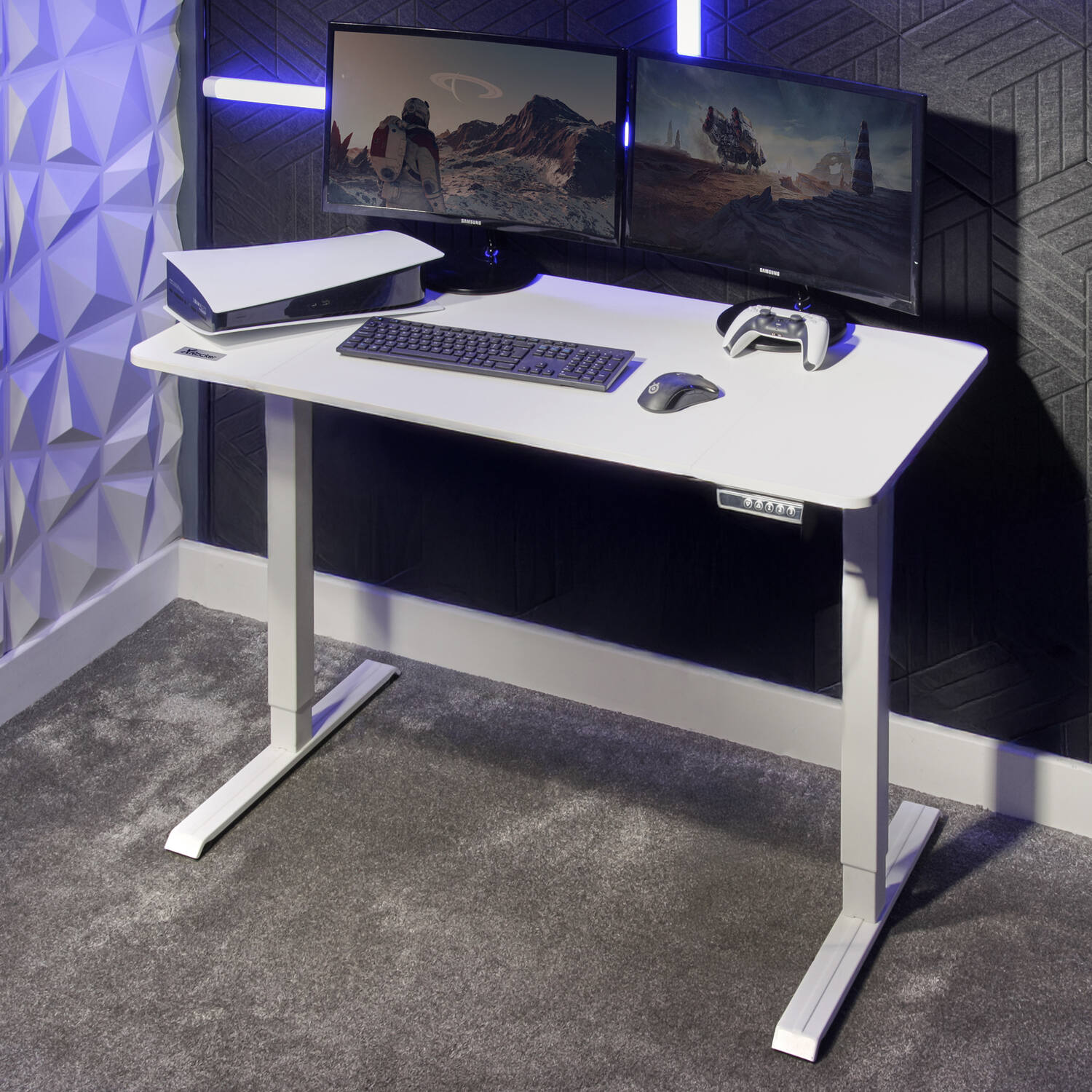Ascend 47-inch Electric Sit-Stand Gaming Desk - White Ergonomic Height Adjustable
