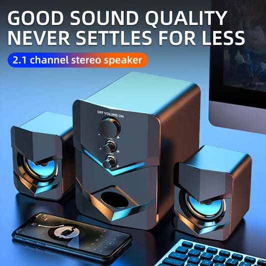 2.1 Stereo Desktop Speakers with LED Ambient Lighting