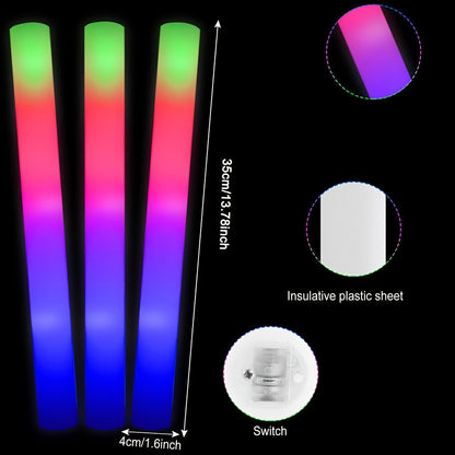 LED Foam Glow Sticks With 3 Modes (68 Pcs)