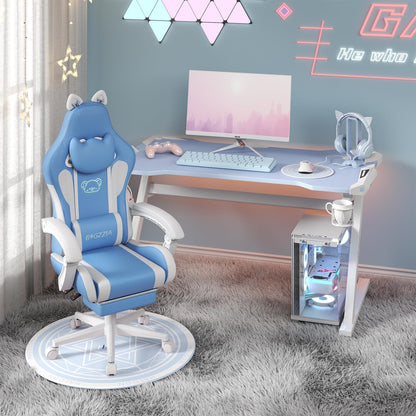 BIGZZIA Cute Gaming Chair with Cat Ears and Lumbar Support