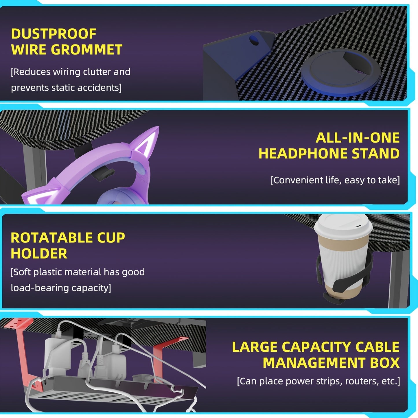 WISFOR RGB LED Gaming Desk