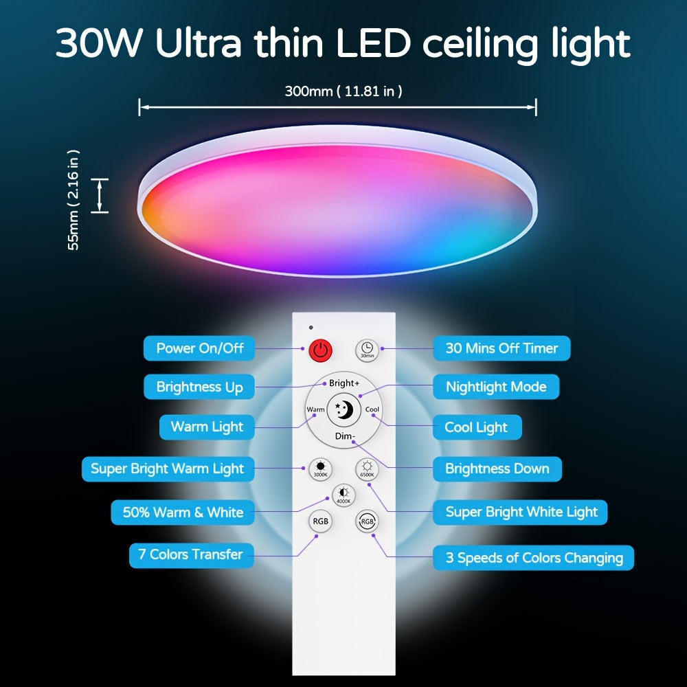 Smart RGB LED Ceiling Light (WiFi & Wireless)