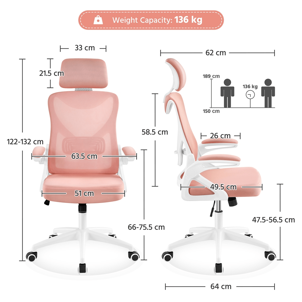 YAHEETECH Office Chair with Flip-up Armrests