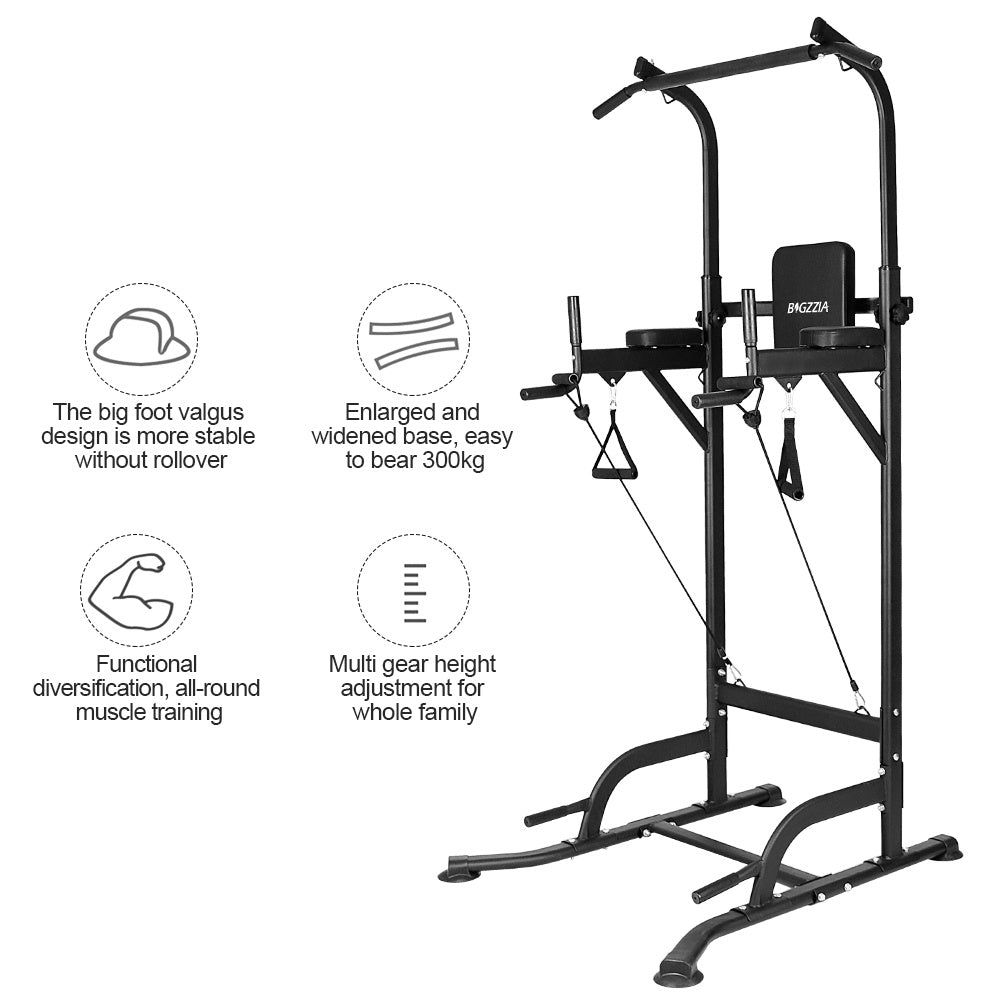 GartistGo Power Tower Pull Up Dip Station Adjustable Height 380 LBS