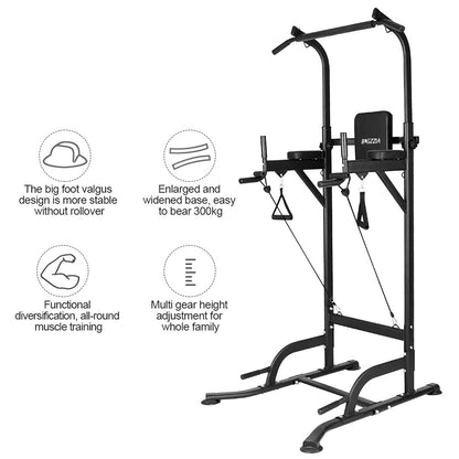 GartistGo Power Tower Pull Up Dip Station Adjustable Height 380 LBS