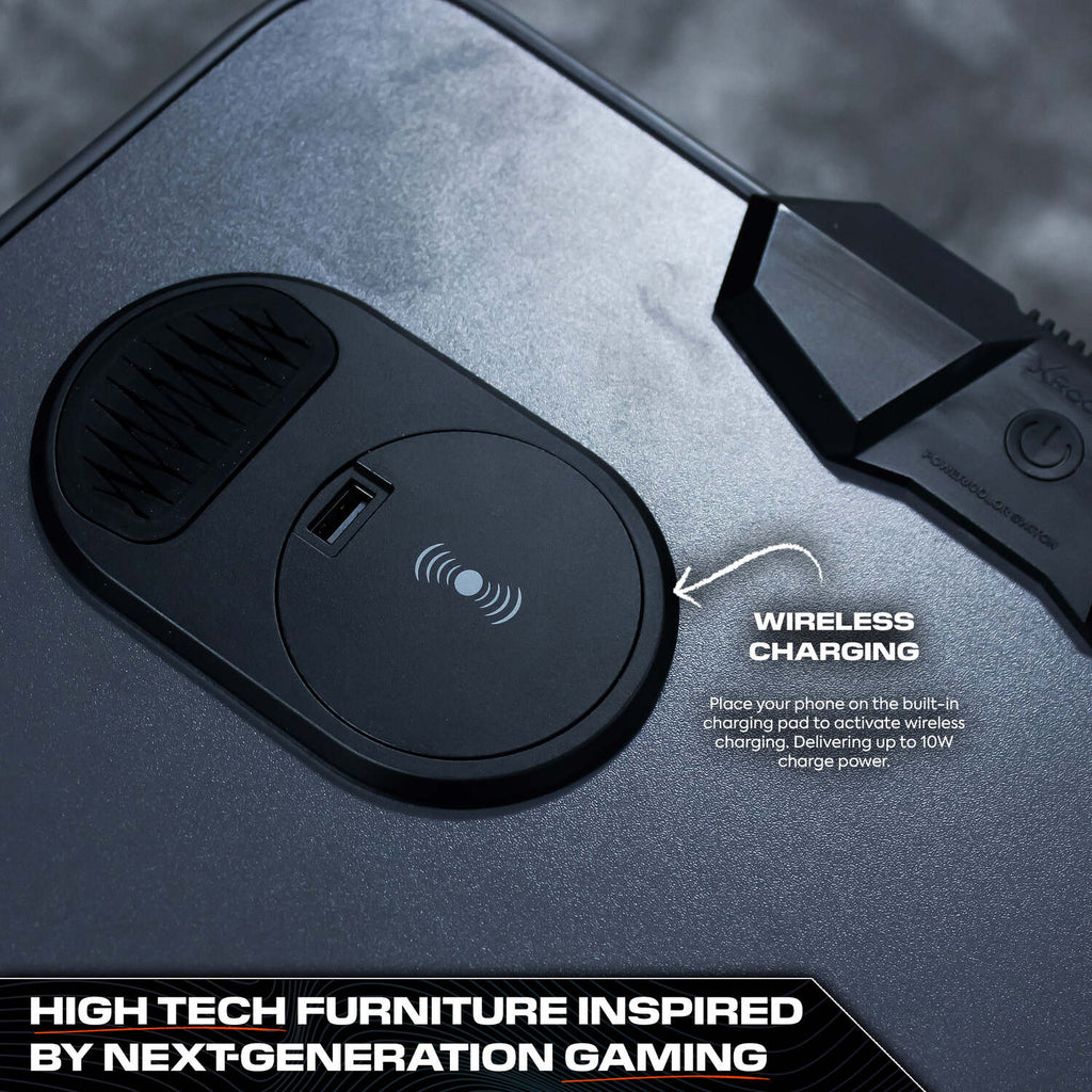 Carbon-Tek 120cm RGB LED Gaming Desk with Wireless Charging & Storage