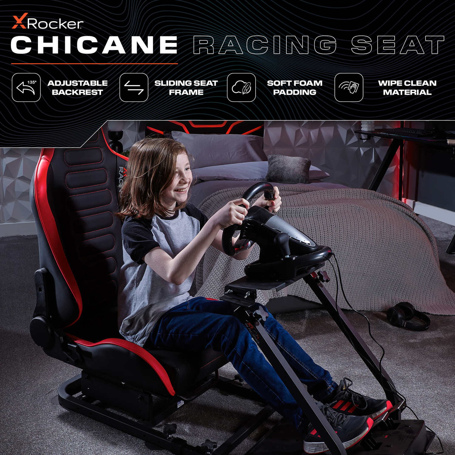 X Rocker Chicane Racing Sim Cockpit Gaming Chair - Ergonomic Adjustable Comfort