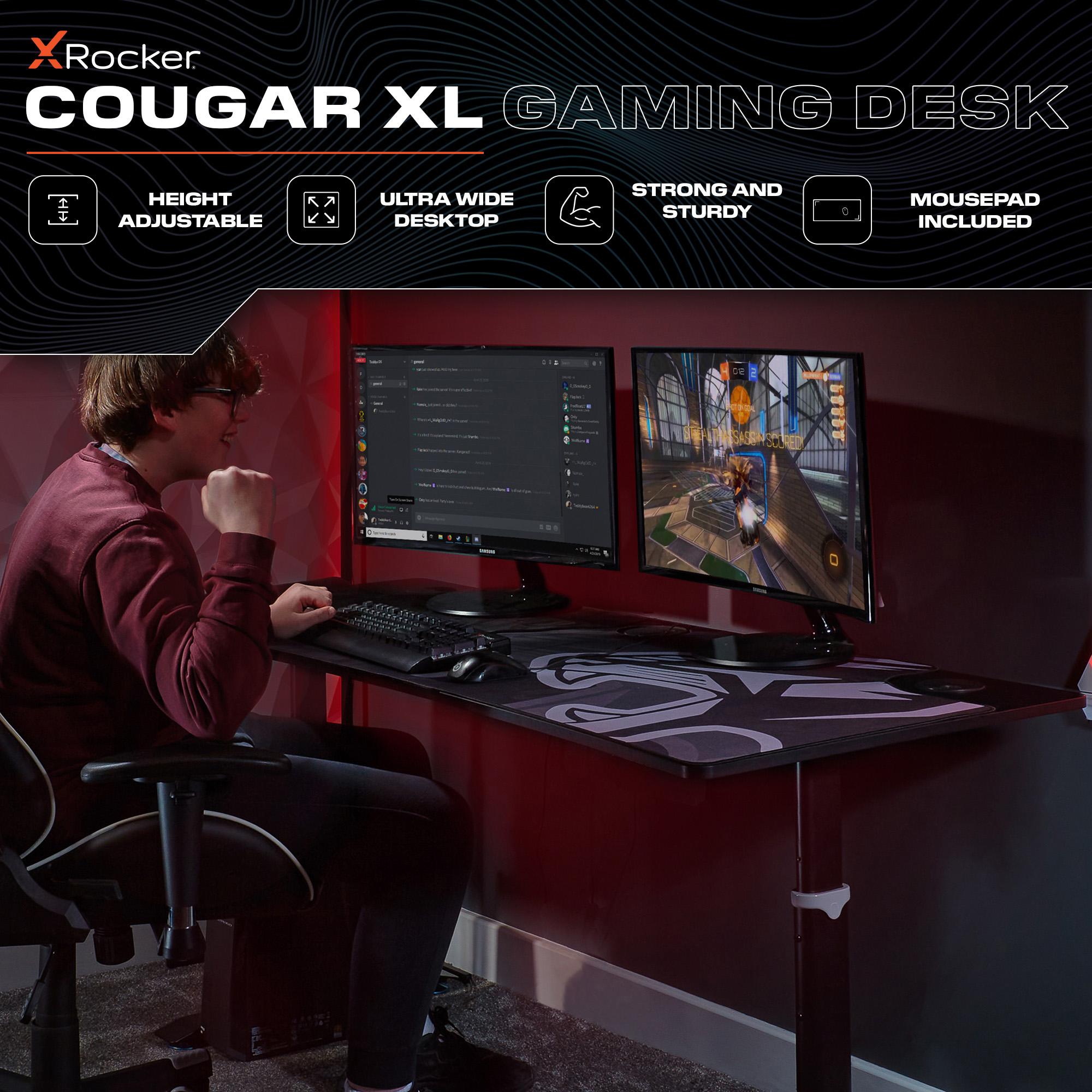 X Rocker Cougar XL 160cm Height Adjustable Gaming Desk, Full Mousepad