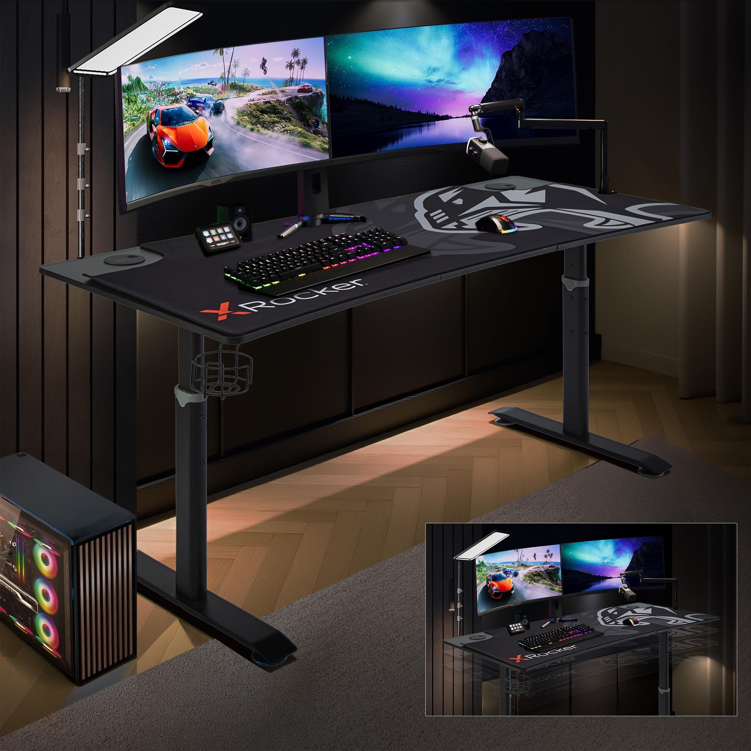 X Rocker Cougar XL 160cm Height Adjustable Gaming Desk, Full Mousepad