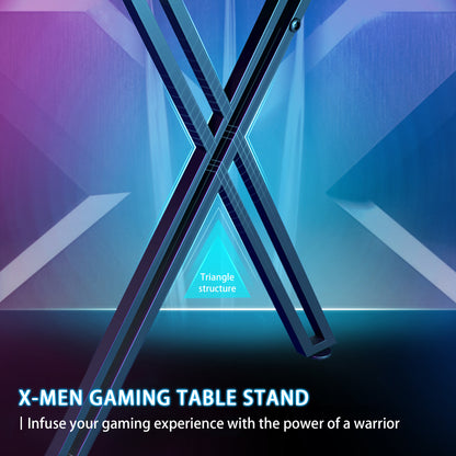 X-Frame Gaming Desk with Headphone Hook and Cup Holder