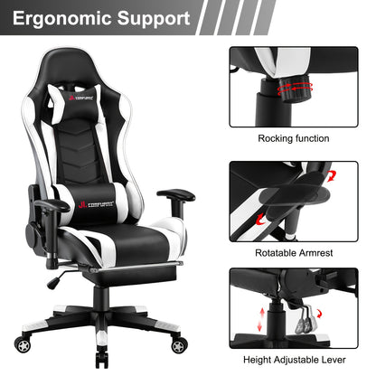 COMFURNI Racing Style Gaming Chair Black/White