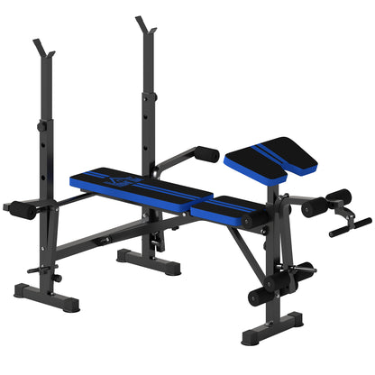 IronPeak Adjustable Weight Bench With Leg Developer Barbell Rack Blue