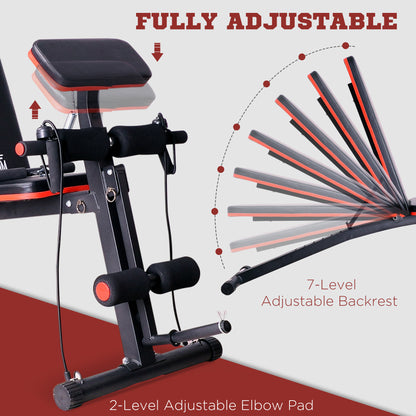 NovaFlex Foldable Adjustable Weight Bench Sit Up Ab Bench Incline Red