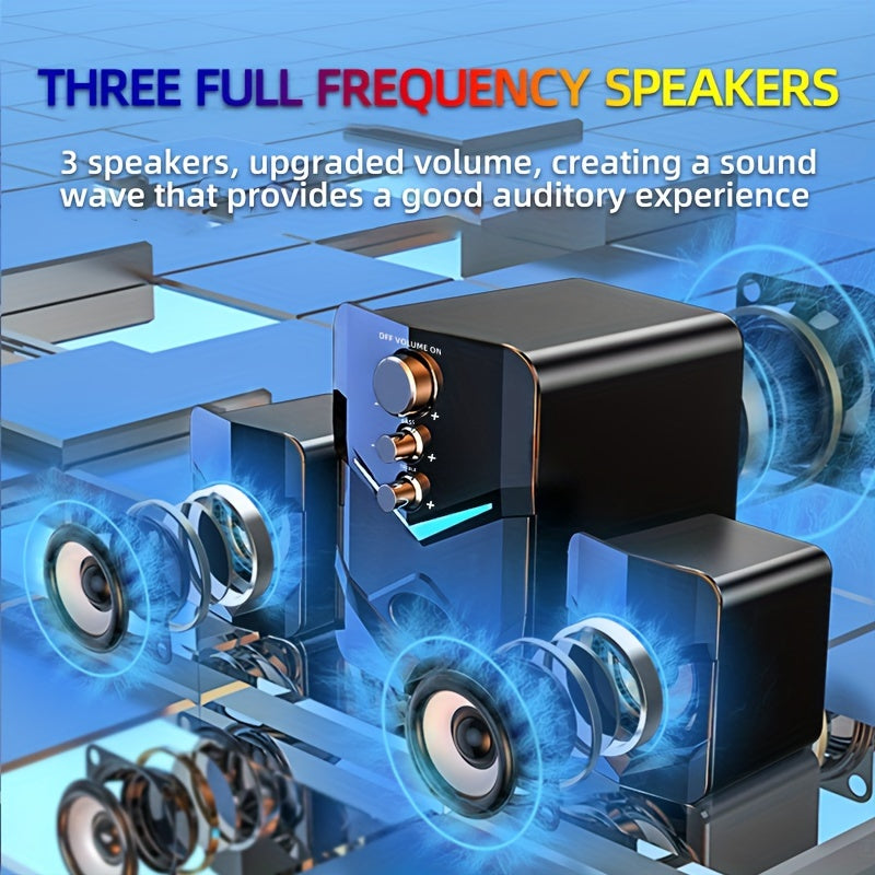 2.1 Stereo Desktop Speakers with LED Ambient Lighting