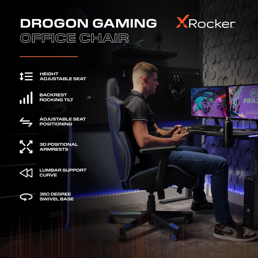 X Rocker Drogon Ergonomic PC Gaming Office Chair with 3D Adjustable Armrests