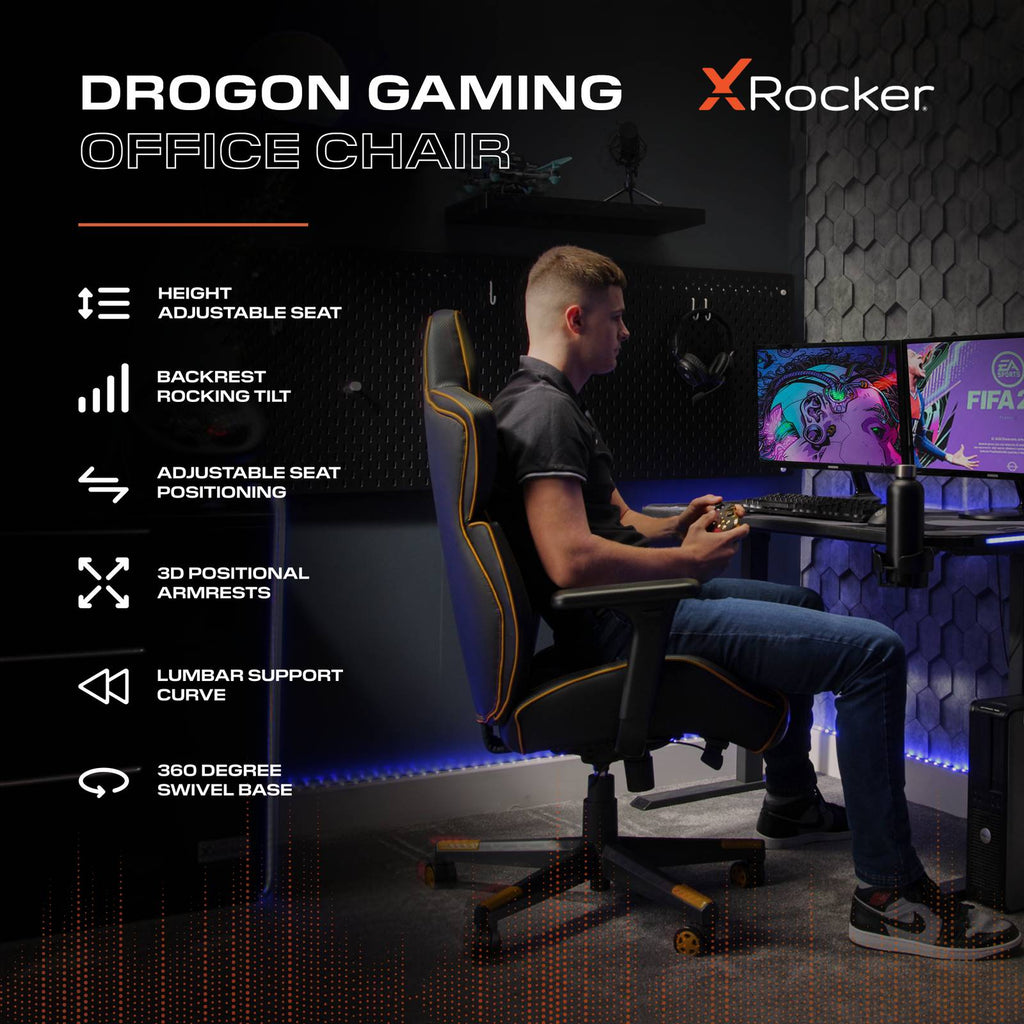 X Rocker Drogon Ergonomic PC Gaming Office Chair with 3D Adjustable Armrests