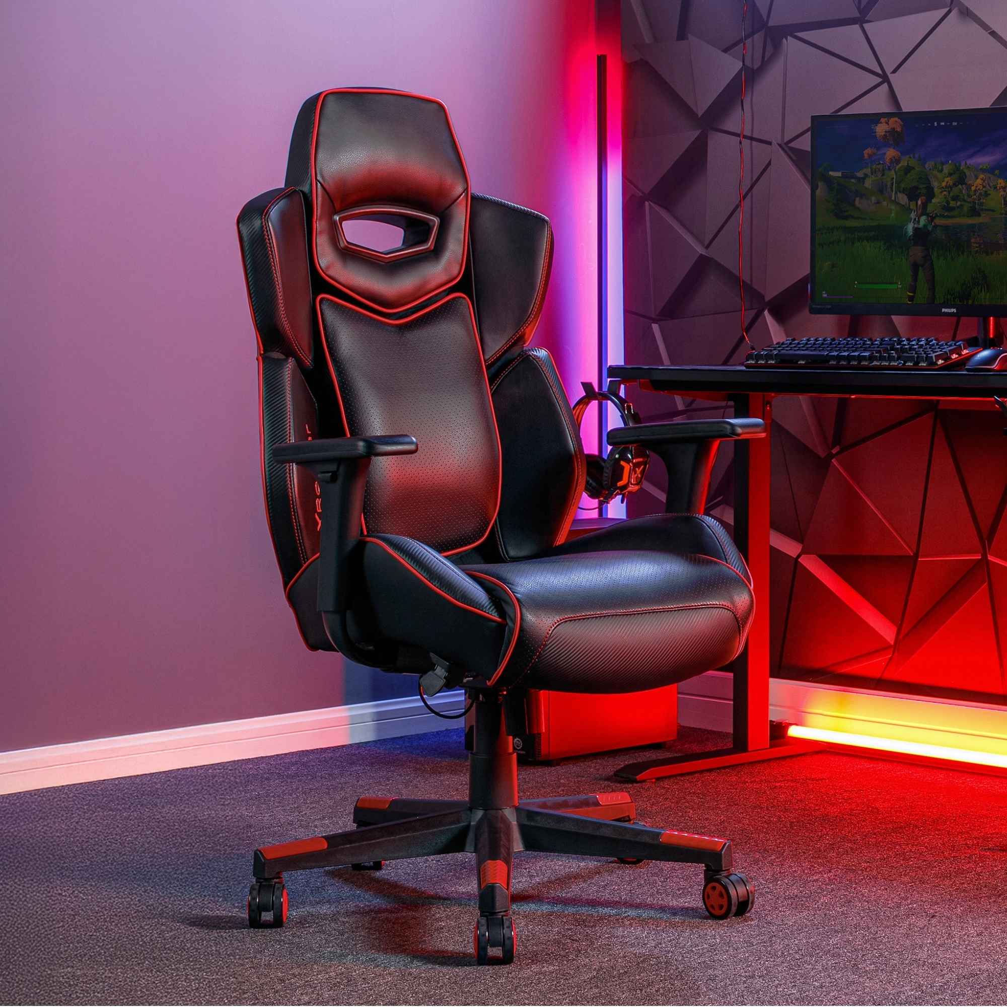 X Rocker Drogon Ergonomic PC Gaming Chair with 3D Adjustable Armrests Red