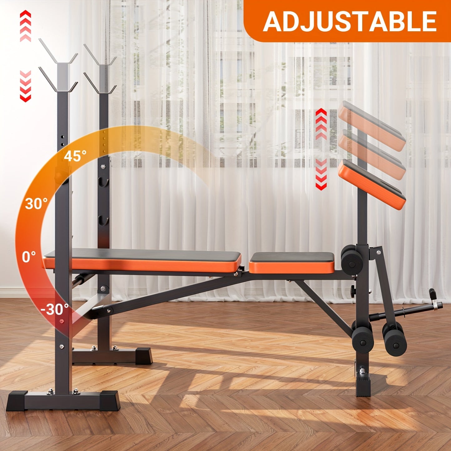 Yoleo 272.16KG Adjustable Weight Bench Set With Squat Rack Home Gym