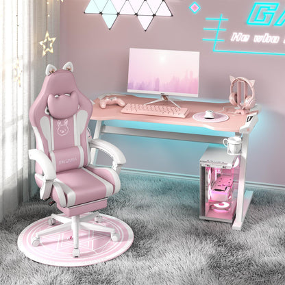 BIGZZIA Cute Gaming Chair with Cat Ears and Lumbar Support