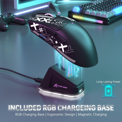 Attack Shark x11 Superlight Wireless Gaming Mouse With Grip Tape and RGB Charging Dock