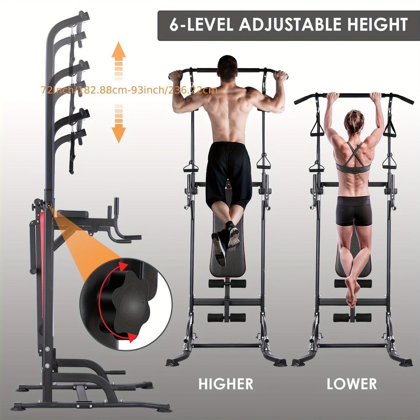 LIFERUN Foldable Dip Station With Bench And Pull Up Bar Home Gym