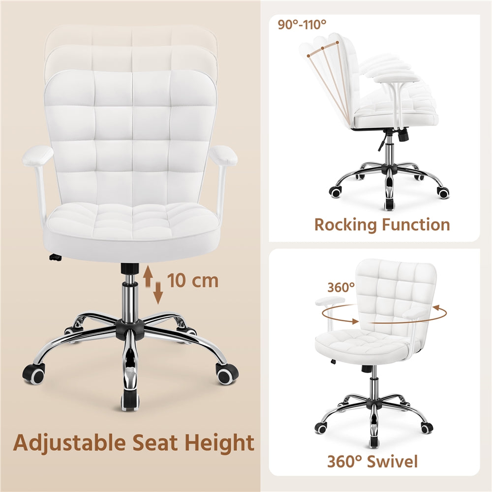 YAHEETECH Mid-Back PU Leather Office Chair
