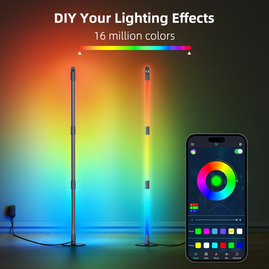 Floor Lamp With 360° RGB Detachable Rotating Corner Lamp (with Spotlight)